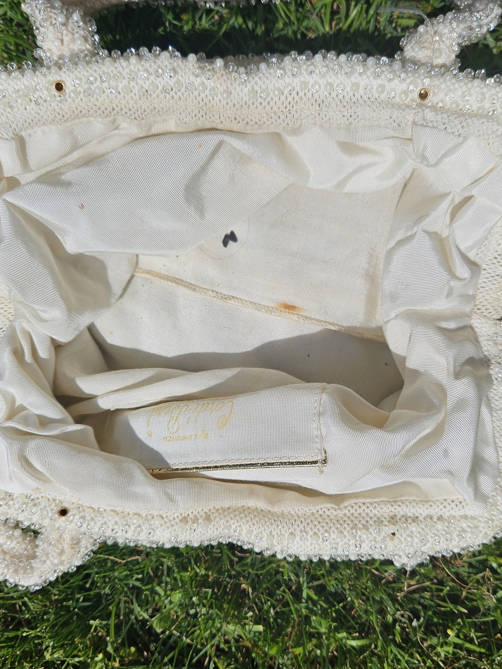Pearl-Embellished Ivory Handbag Bag - Picture 5 of 9